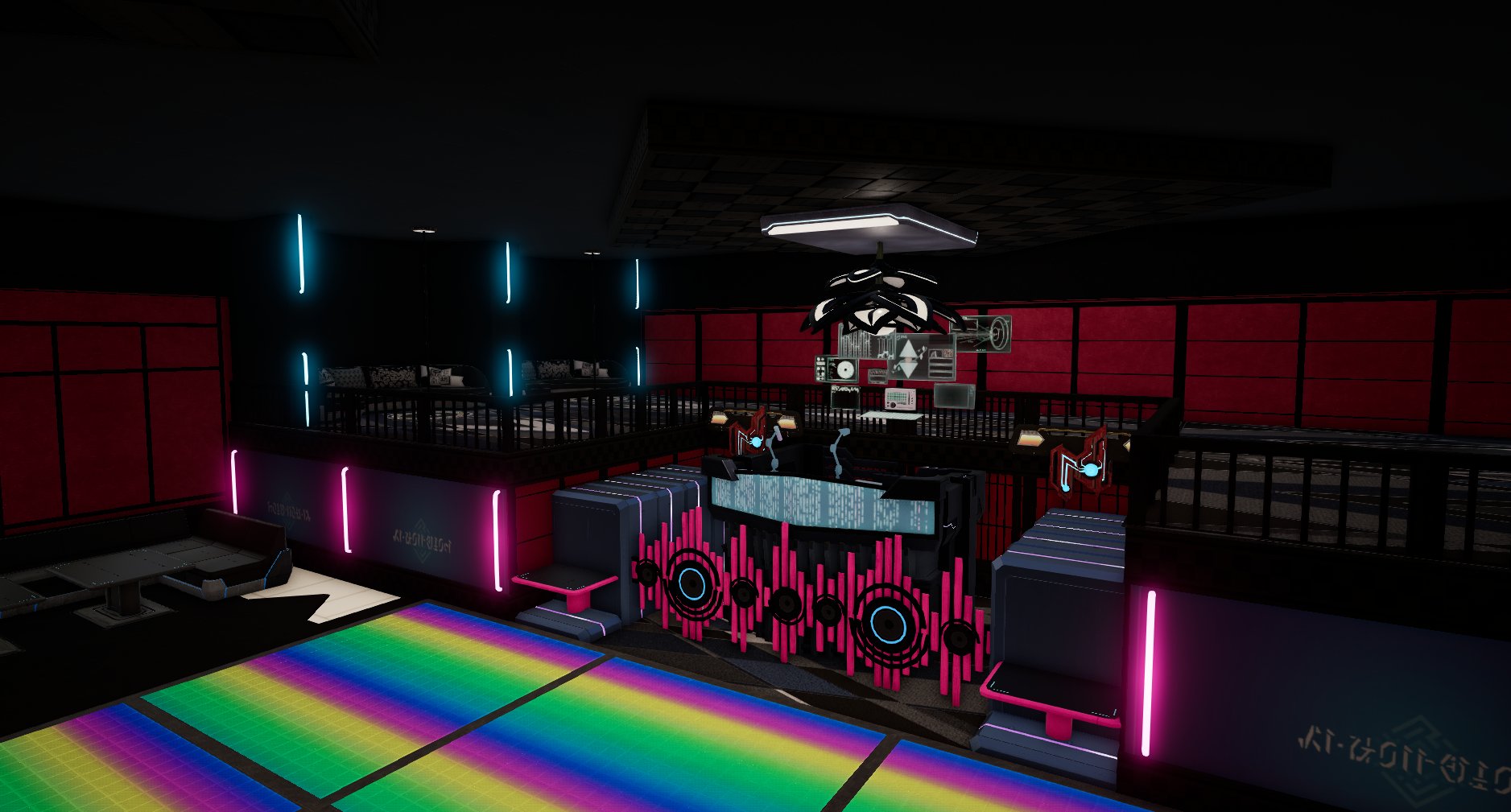 DJ booth and stage